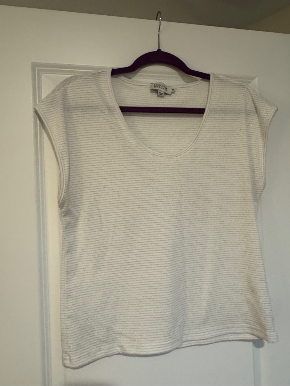 Molly Bracken Cream Ribbed Scoop Neck Tank